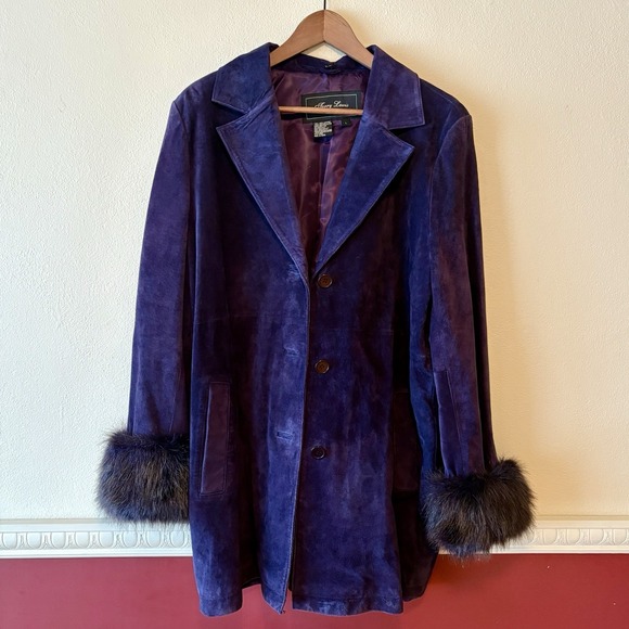Vintage Jerry Lewis Classic Luxuries purple suede faux fur Penny Lane coat - Picture 16 of 16